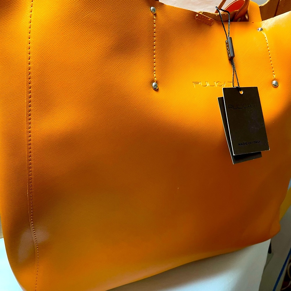 Pulicati Leather Tote Bag orange